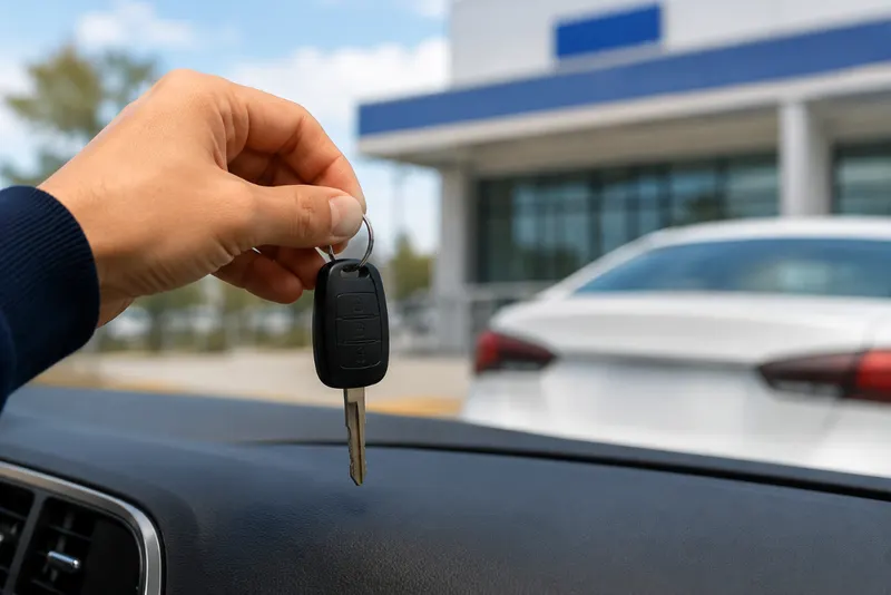 Driver holding car keys after SR-22 filing with California DMV